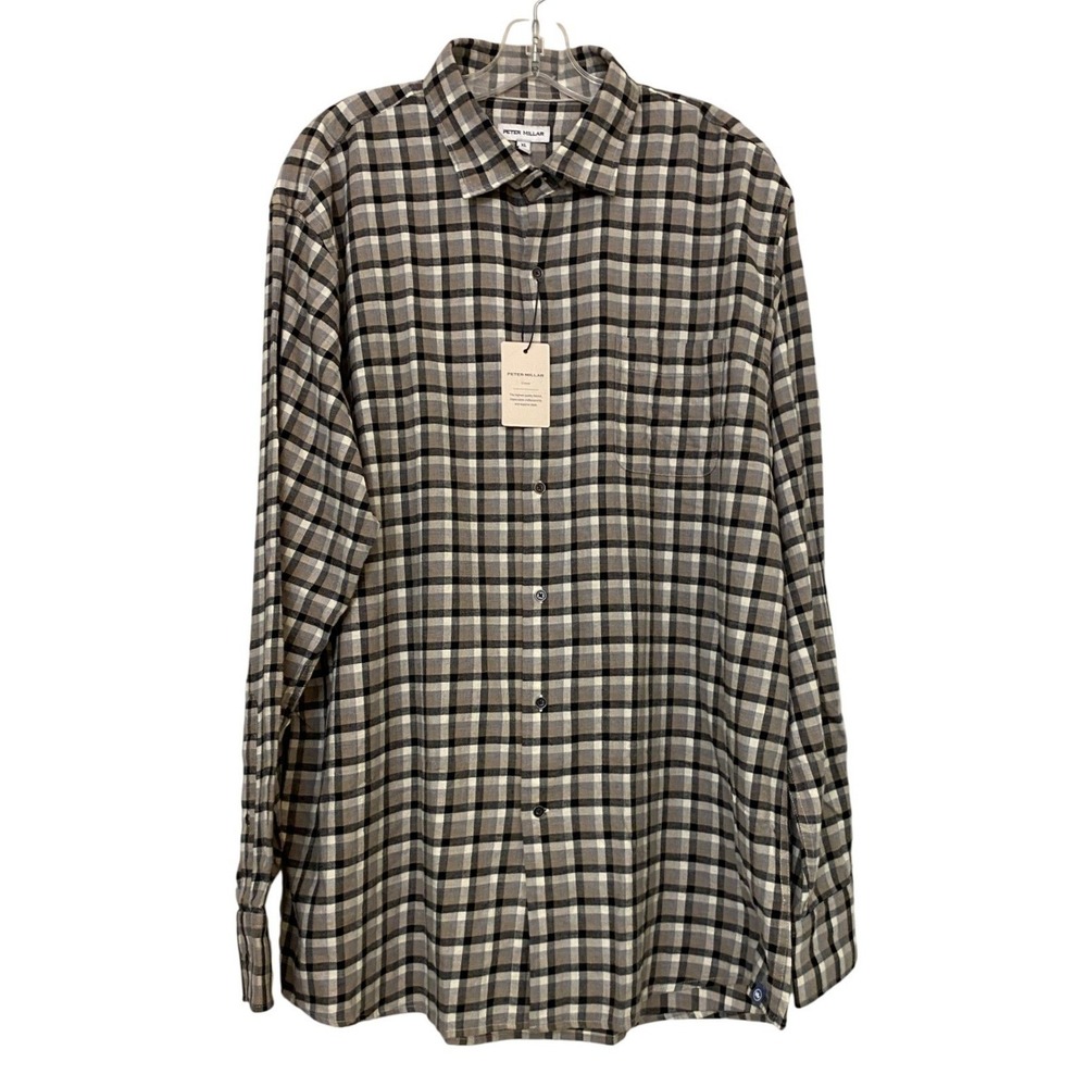 Peter Millar Crown Comfort Interlock Plaid Button Down Long Sleeve Shirt Mens XL